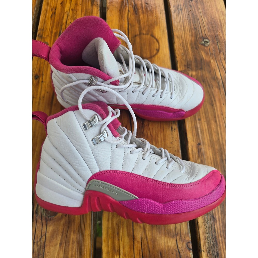 Jordan 12 Retro Dynamic Pink White Kids Sneakers 5Y 510815-109 Jumpman